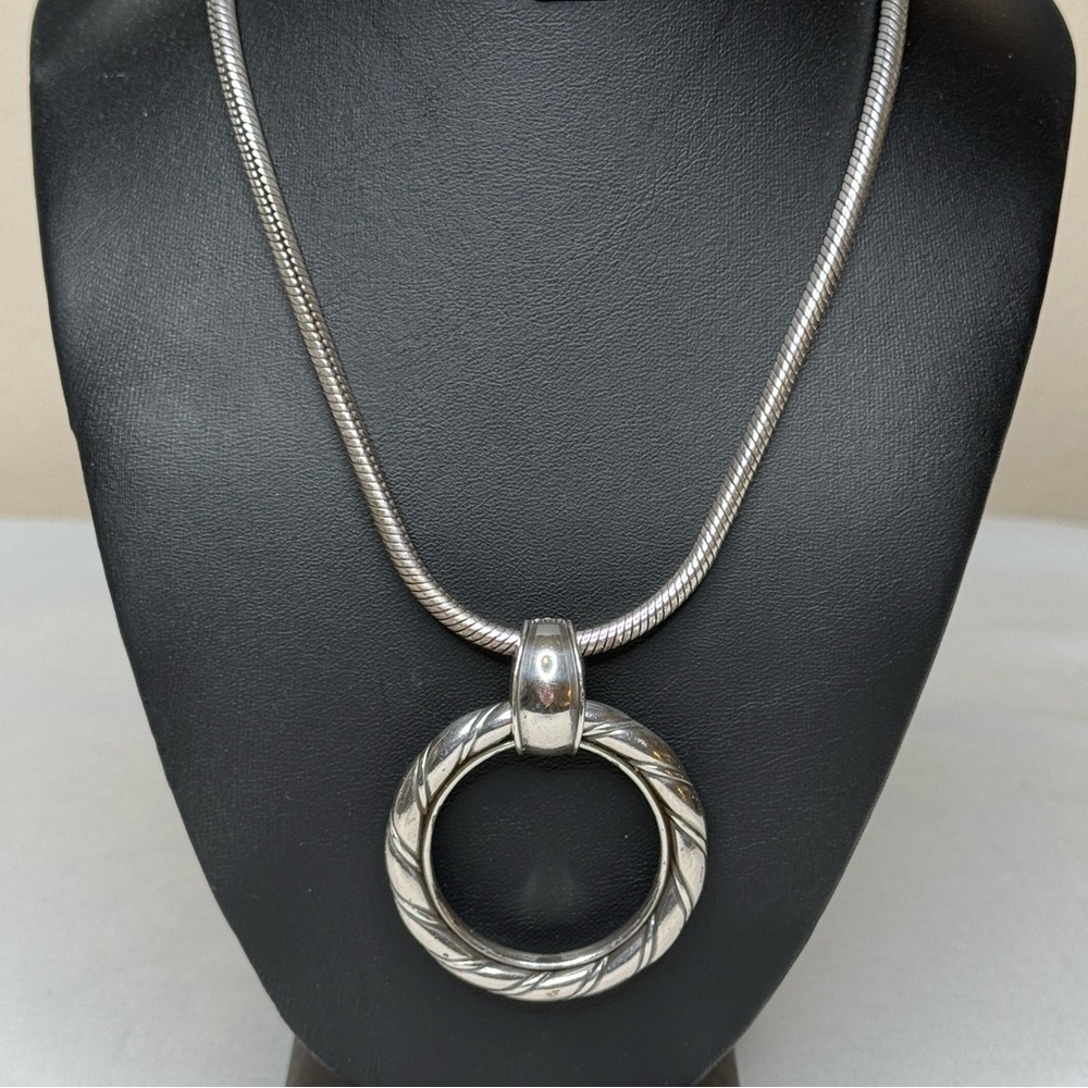 Brighton Inner Circle Silver Pendant Necklace 5084 Retired & Adjustable - Picture 4 of 8